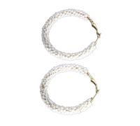 QUXVUIS 1 Pair Beaded Earrings Exquisite Vintage Style Glass Multicolor Universal Ear Drops Party Supplies Valentines Day, White/5CM