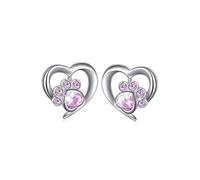 QUXVUIS 1 Pair Paw Rhinestone Women Earrings Portable Wedding Party Sweet Stud Earring Ladies Steel Ear Jewellery Gift, Pink