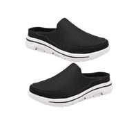 QUXVUIS 1 Pair Portable Casual Style Mesh Cover Slides Summer Party Breathable ple Design Slipper EVA Sole Sandal Outdoor, Black White, Size 37