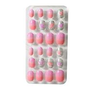 QUXVUIS 1 Set Fake Nails Medium Length Files Square Style Matte Press on Stick Wraps Art Decals Artificial Manicure Kit , Seven