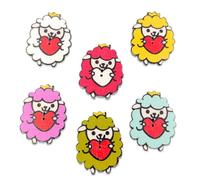 QUXVUIS 25 Pcs Wooden Buttons Sheep 2 Holes Cartoons Heart Printing Scrapbooking Animals Sewing Supplies Button for DIY