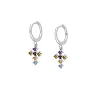 QUXVUIS 2pcs Earring Hoop Religious Ins Crystal Earrings Leisure Casual Jewelry Finding Screw-Back Women Daily Wedding, Platina Corloful