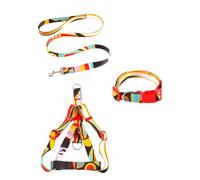 QUXVUIS 3Pcs/Kit Pet Collar Leash Adjustable Pets Fashion Decorative Harness Reusable Washable Personalized Accessories, Black,2.5x120cm, XL