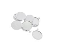 QUXVUIS 64 Pieces Antique Bronze Pendant Blank Cabochon Base Setting Trays for Handmade Accessories, 10 pcs 30mm Silver