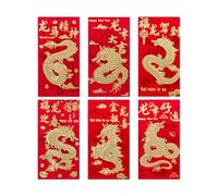 QUXVUIS 6pcs Wide Applications Chinese Red Envelopes For Various Celebrations Paper New Year Of Dragon Lucky Money Pocket Bag , 209B,6pcs , 6.7 inch