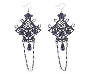 QUXVUIS Alluring Gothic Jewelry Women Earrings Long Drop Earring Lace Dangle Earring Model Chic And Glam Appeal Hook Earrings Vintage Gothic Lace Dangle Long