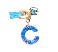 QUXVUIS Alphabet Key Chain Durable and Exquisitely Crafted Key Rings for Car and Apartment Keys Impact-Resistant Chains, C