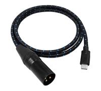 QUXVUIS Audio Speaker Mixing Console Cable With Type C To XLR Ensures Reliable Connection With Strong Signal For Sound TYPE C To 3 Pin XLR OFC Blue Nylon Pattern Cable, 200cm