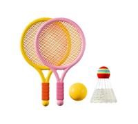 QUXVUIS Badminton Rackets Children Shuttlecocks Racquet Equipment Supporting Professional Beginner Players Include Pair Of Badminton Rackets Kids Tennis Set Sports Game Toy, Pink Yellow, 39x23cm