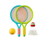 QUXVUIS Badminton Rackets Children Shuttlecocks Racquet Equipment Supporting Professional Beginner Players Include Pair Of Badminton Rackets Kids Tennis Set Sports Game Toy, Green Blue, 39x23cm
