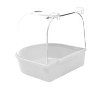 QUXVUIS Bird Bath Box Cage Suitable For Small Birds Featuring Well Thought Out Ensuring Comfortable Bathing Cockatiels Small Brids Parakeet Canary Budgerigar Lovebirds, White, 13.5x14x13cm