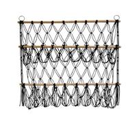 QUXVUIS Boho Wall Corner Net Holder Decor Keeping Stuffed Animals Neatly Displayed And Organized Easy To Hang On Wall Stuffed Animal Toy Storage Hammock Net Hand Woven, black, 80x75cm