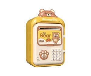 QUXVUIS Captivating Electronic Piggy Bank with Auto Roll in Cash Features Teaches Financial Values to Kids Playfully Electronic Piggy Bank for Kids Toy ATM Money, Yellow, 14.5x11.5x25cm