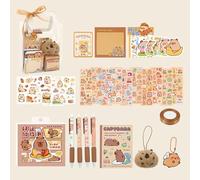QUXVUIS Capybara Articles Key Ring Stationery Pack for Kids Cartoon Capybara School Stationery Accessories for Girls Boys Kawaii, B