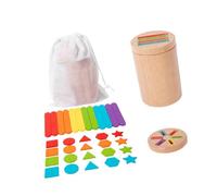 QUXVUIS Color Shape Sorting Toy Wooden Activity Center Sparks Interest In Learning Through Engaging Color Shape Sorting Activities Sorter Cup Learning Toy, Style A