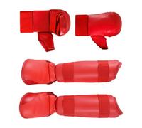 QUXVUIS Comfortable Karate Taekwondo Sparring Gear Gift Essential Gear For Young Athletes Engaged In Competitive Karate And Taekwondo Sparring Set Boxing Gloves Shin Guard, Red, L