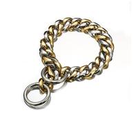 QUXVUIS Convenient Steel Dog Chain Collar For Daily Walks Made Of Titanium Steel Dog Collars Metal Dogs Collar Collar Dog, Gold + Silver, 18 inches