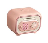 QUXVUIS Cute Savings Jar Home Decor Electronic Piggy Bank for Kids Featuring Auto Roll in Money Saving Box Gift for Teen Girls Electronic Piggy Bank for Kids Toy ATM Money, Pink, 19.7x14x14.7cm