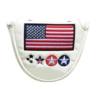 QUXVUIS Durable Golf With Magnetic Waterproof Half Round Unique Circle Club For Easy Leather Club With Plush Flag Cover, White semicircle