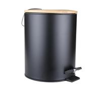 QUXVUIS Durable Small Metal Step Trash Can Wastebasket Storing Rubbish Suitable For Any Area In Home Sturdy And Sleek Pedal Stay-open Lid Makes For Convenient Disposal, 5L Black