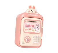 QUXVUIS Dynamic Piggy Bank ATM With Fingerprint Fun Interactive Tool For Teaching Kids About Financial Literacy Electronic Piggy Bank For Kids Toy ATM Money, Pink, 14.5x11.5x25cm