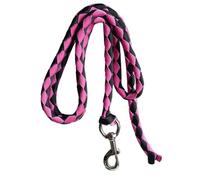 QUXVUIS Easy To Handle Webbing Horse Lead Rope With Reliable Snap Hook For Riding Horses And Leading Pets Goats Equestrian Equipment Attach To Halter Or Harness, Pink and Black, 2.5m