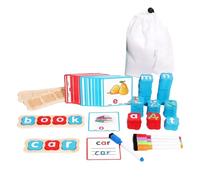 QUXVUIS Educational Toys Word Spelling Games Fun Learning Wood Matching Letter Game Reading Blocks Spelling Toy Flash Cards Reading Blocks Toy Letter Block