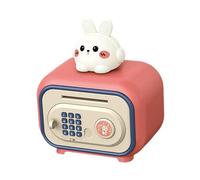 QUXVUIS Electronic Piggy Bank Toys Kids Featuring Auto Roll in for Enhanced Money Saving Experience Electronic Piggy Bank for Kids Toy ATM Money Insert Saving, Pink Rabbit, 19.7x14x23cm