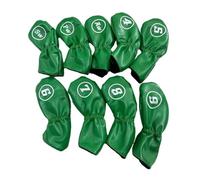 QUXVUIS Elegant Golf Iron Protector Golf Irons Headcover Club Head Cover With Number Tag Waterproof Pu Leather Accessories Club Head Cover With Number Tag Covers Wrap, Green, 17x7x1.2cm