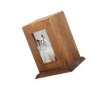 QUXVUIS Elegant Pet Urn Ash Urns for Dogs Casket Memorial Keepsake Remembrance Funeral Ashes Photo, Dark Wood, 14 x 10.5 x 17cm