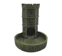QUXVUIS Exciting Gameplay Awaits With Castle Dice Tower With Tray Offering Fairness And Randomness For Board Games And Roleplaying Resin Wall Carving Dice Rolling Tray , Yellow Green , 11x9.5x12cm