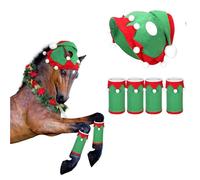 QUXVUIS Festive Horse Cases And Santa Hat Set For Christmas Parties Polyester Christmas Horse Party Costume Accessories, type+3