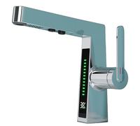 QUXVUIS Flexible Pull Intelligent Digital Display Bathroom Faucet Prevent Splashing Water Metal Bathroom Pull-out Faucet, chrome