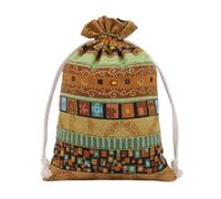 QUXVUIS Gift Bag Drawstring Festival Atmospheres Decorative Ethnic Candy Pouch Snack Biscuit Organizer Wedding Party Packaging, Yellow, 13x18CM