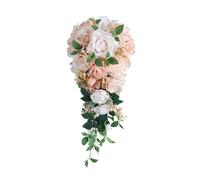 QUXVUIS Gorgeous Artificial Roses Bride Bouquet Cascading Style Bouquet Effortlessly Enhancing Wedding Decor With Vibrant Color Palette Flower Cascading