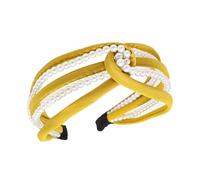QUXVUIS Hair Bands Pearl Twist Knot Headband Hairbands Wrap Headwear Adjustable Narrow Headbands Styling Head Decoration, Yellow