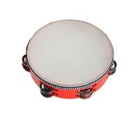 QUXVUIS Hand Held Drum Bell Birch Metal Jingle Percussion Enhances Atmosphere At Parties And Festivals Music And Dancing. Percussion Musical Instrument Tambourine For Kids, Red, 8 inch
