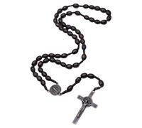 QUXVUIS Handcrafted Wooden Rosaries with Cross Pendant Religious Jewelry Necklace Prayer Men