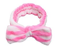 QUXVUIS Headbands Bow Knot Stretch Head Band Adjustable Flannel Sweatband Ornaments Hair Accessories Hairband for Face Wash, Rose red stripe