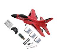 QUXVUIS High-Flying 4GHz Remote Control Aircraft 2 Channels for Boys and Children Fixed Wing, Red 3 Battery, 31x24cm