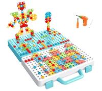 QUXVUIS Innovative Mosaic Drill Set for Kids STEM Learning Toys Interactive Building Blocks for Boys Girls Screw, 316 Pcs