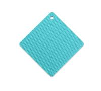 QUXVUIS Insulation Table Mat Silicone Dish Plate Pad Square Coaster Nonslip Placemat Desk Protector Reusable Kitchen Draining, Lake Blue