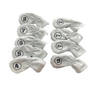 QUXVUIS Irons Headcover Club Protector Stylish Elegant Golf Accessories Waterproof Pu Leather Golf Irons Head Covers For Enthusiasts Club Head Cover With Number Tag Covers Wrap, Gray, 17x7x1.2cm