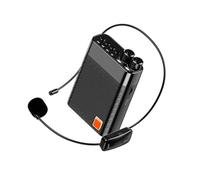 QUXVUIS K7 UHF Wireless Megaphone LED Display Loudspeaker Tour Guide Voice for Amplifier Waist Hanging High Power Speaker, black