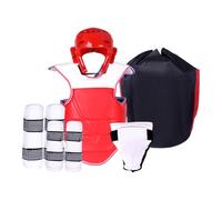 QUXVUIS Karate Sparring Gear Set Premium For Fit And Comfortable Training Sessions Thickened Adjustable Padded Taekwondo Chest Guard Karate Sparring Gear Set Boxing Headgear Gloves , Red , XXL