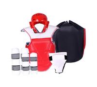 QUXVUIS Kickboxing Muay Thai Martial Arts Shin Guards With Karate Sparring Gear Set For Secure And Safe Training Sessions Thickened Adjustable Padded Taekwondo Chest Guard, Red, M
