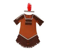 QUXVUIS Kids India Costume Native India Costume Novelty Engaging Choice For Halloween Celebrations Making Cultural Experiences More Fun Indian Costumes With Headband Dress Up, Brown, S Size for Girl