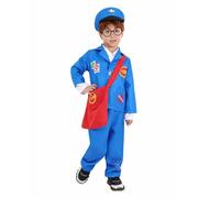 QUXVUIS Kids Mail Carrier Postman Costume For Career Day Halloween Role Playing Party Halloween New Blue Postman Role-playing, S 105-115cm
