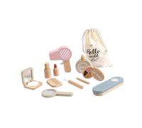 QUXVUIS Kids Simulation Toy Dressing Table Makeup Set with Wooden Accessories for Enhancing Imagination and Creativity Wooden Pretend Play Toy Kids Makeup Kit for Girls