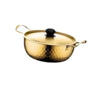 QUXVUIS Korean Ramen Noodle Pot Fast Heating Cookware Stylish Look Meets Function Making Delicious Noodles and Soups Korean Ramen Cooking Pot Induction Cooker, Gold, 22cm